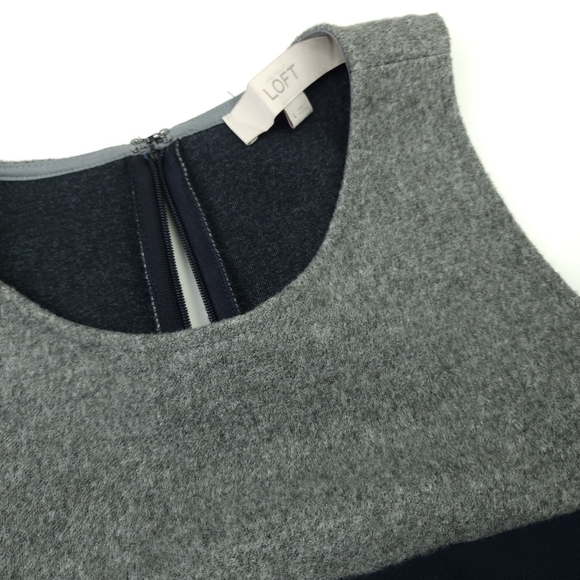 Loft  Blue Grey Color Block Dress Sz 4 - Picture 3 of 8